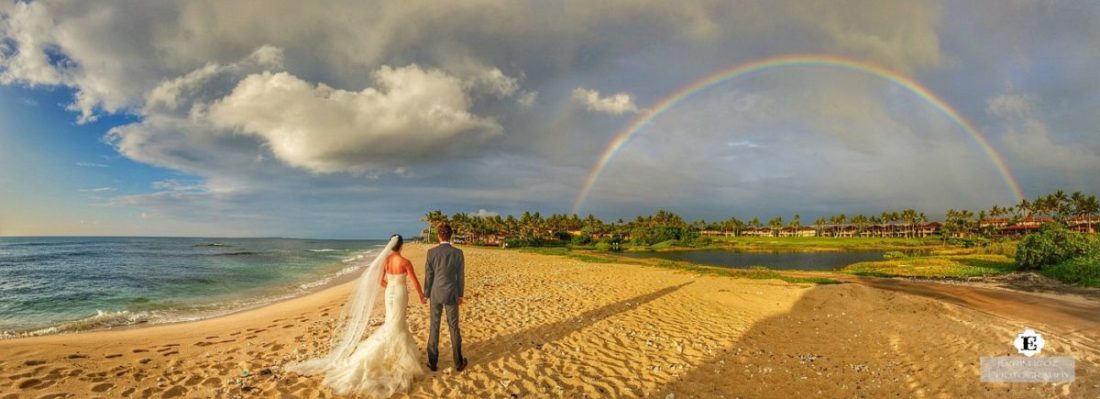 Double Rainbow at Four Seasons Big Island Hawaii Wedding
